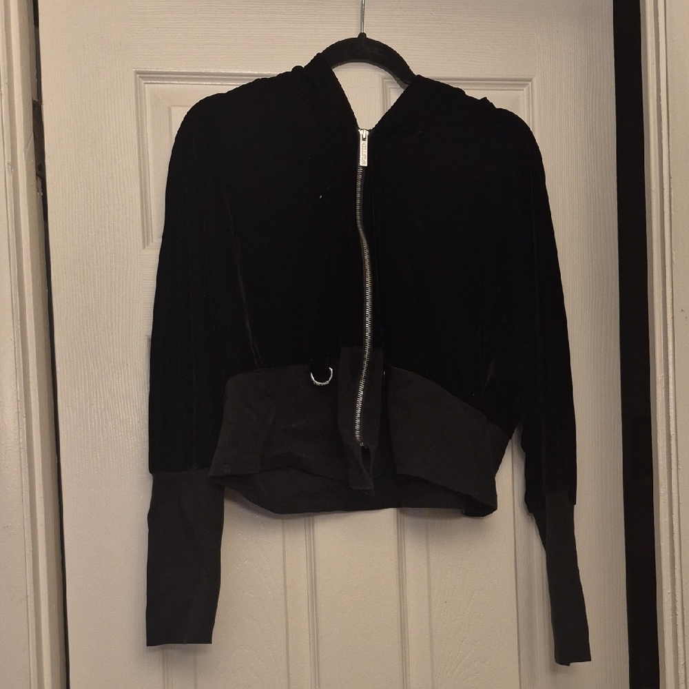 Black Velvet Witchy Goth Emo 4xl Killstar Crop Hoodie